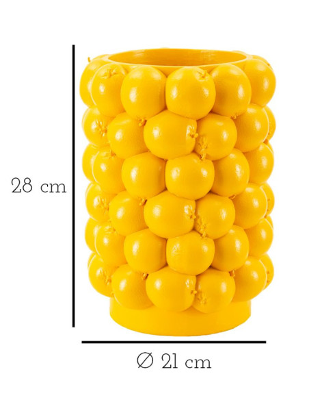 Vase original Citrons Rond Hauteur 28 cm en Résine Jaune Delizie 