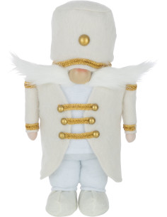 Décoration de Noël Soldat 40 cm en Polyester Blanc Doré - 1