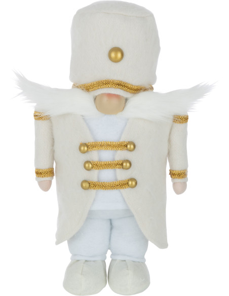 Décoration de Noël Soldat 40 cm en Polyester Blanc Doré - 1