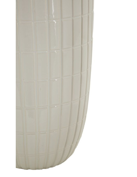 Vase original Panier avec anses Rond Hauteur 25 cm en Céramique Blanc Doré Shopping 