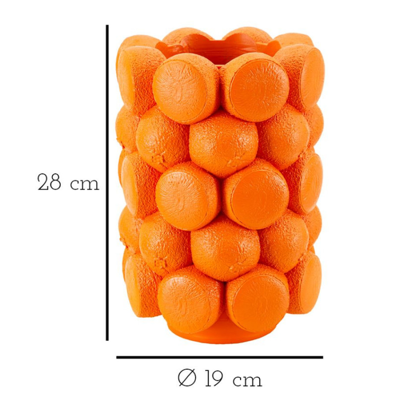 Vase original Oranges Rond Hauteur 28 cm en Résine Orange Delizie 