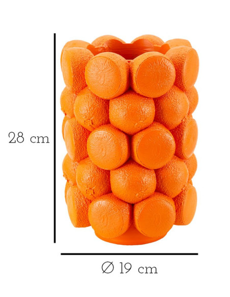 Vase original Oranges Rond Hauteur 28 cm en Résine Orange Delizie 