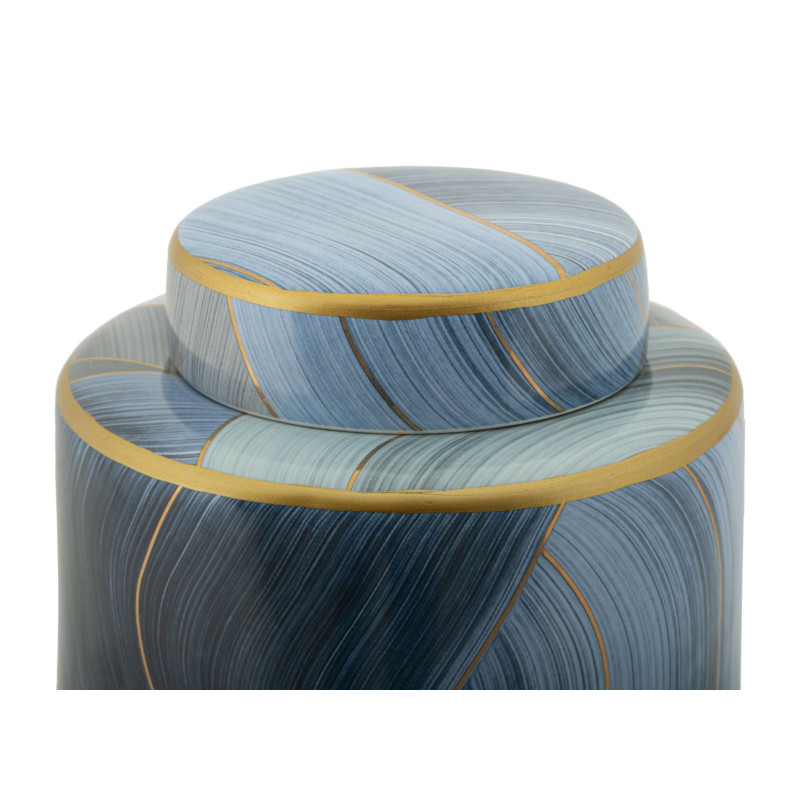 Vase moderne Rond Hauteur 34 cm en Céramique Bleu Doré Elegant 