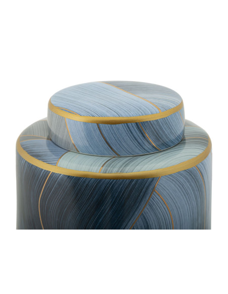 Vase moderne Rond Hauteur 34 cm en Céramique Bleu Doré Elegant 