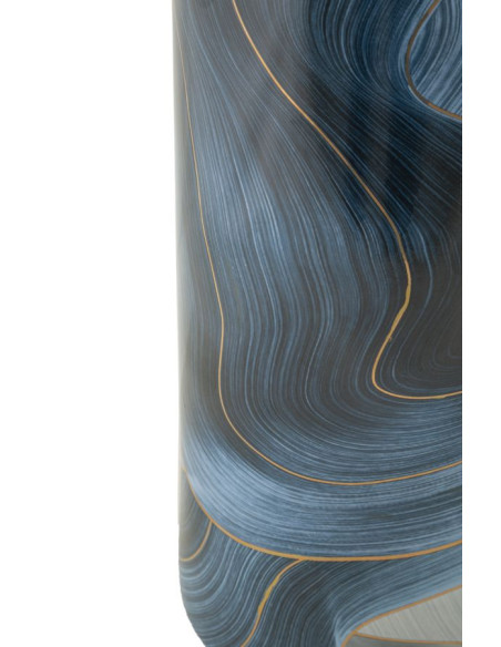 Vase moderne Rond Hauteur 34 cm en Céramique Bleu Doré Elegant 