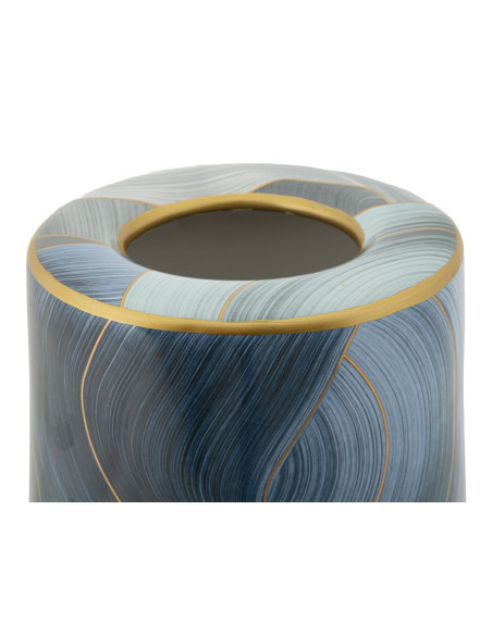 Vase moderne Rond Hauteur 34 cm en Céramique Bleu Doré Elegant 