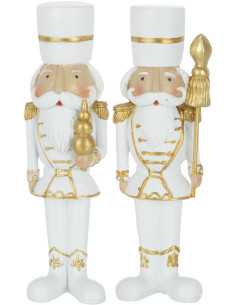 Statuette déco Casse-noisette 15 cm en Résine Blanc Doré (Lot de 2) - 1