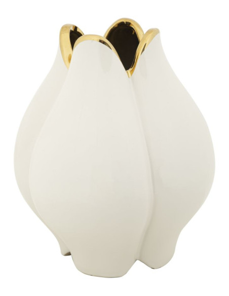 Vase original Fleur Hauteur 27 cm en Céramique Blanc Doré Potter - 1