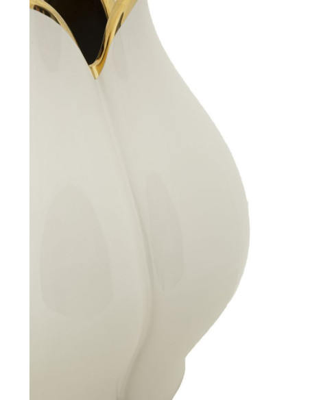 Vase original Fleur Hauteur 27 cm en Céramique Blanc Doré Potter - 4