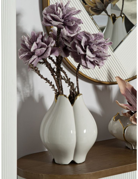 Vase original Fleur Hauteur 27 cm en Céramique Blanc Doré Potter - 2
