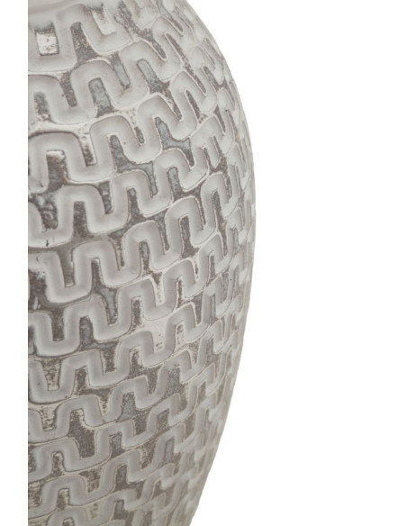 Vase moderne Rond Hauteur 34 cm en Résine Doré Blanc Motif vagues Wave 