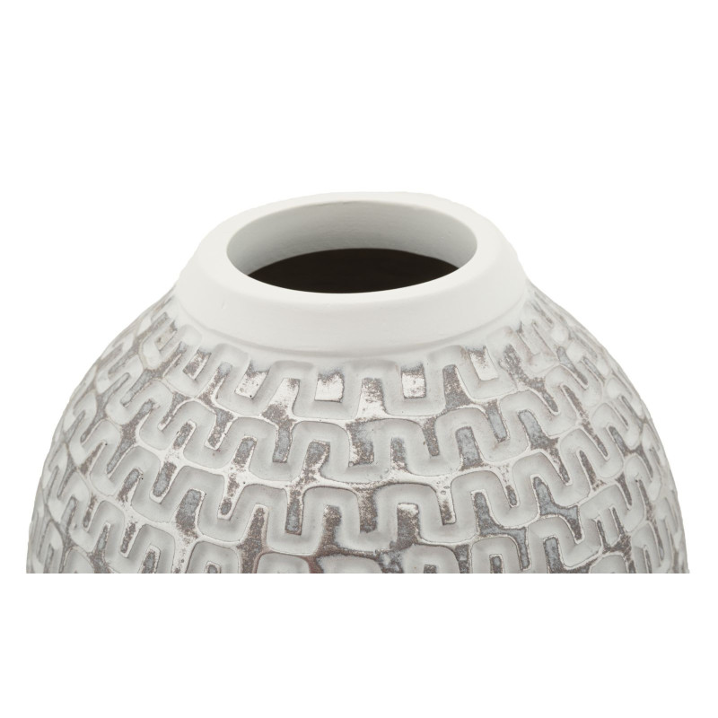 Vase moderne Rond Hauteur 34 cm en Résine Doré Blanc Motif vagues Wave 
