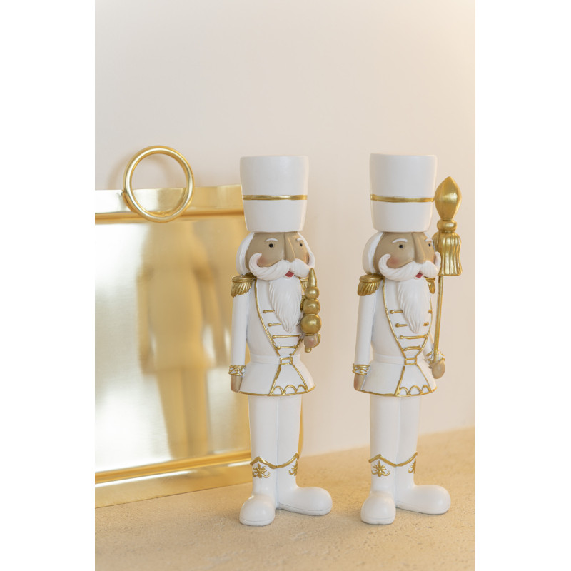 Statuette déco Casse-noisette 20 cm en Résine Blanc Doré (Lot de 2) - 2