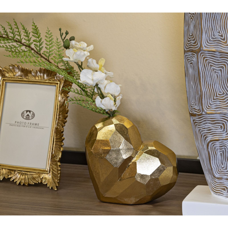 Vase original Coeur Hauteur 18 cm en Résine Doré Heart 