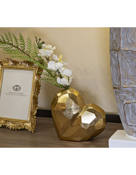 Vase original Coeur Hauteur 18 cm en Résine Doré Heart 