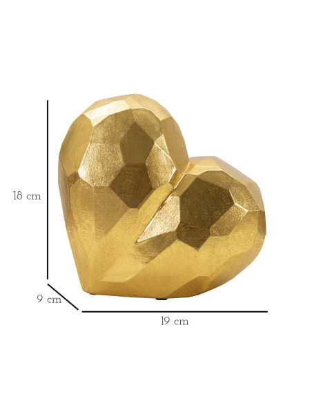 Vase original Coeur Hauteur 18 cm en Résine Doré Heart 