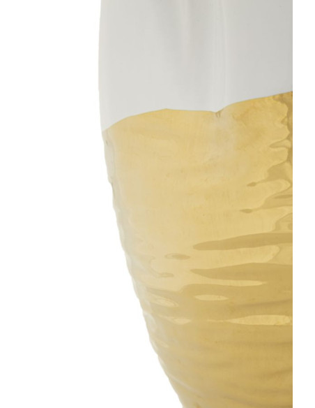 Vase moderne Rond Hauteur 25 cm en Céramique Doré Blanc Lux 