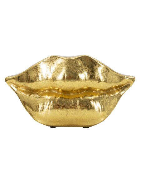 Vase original Bouche Hauteur 12 cm en Résine Doré Mouth Lip 