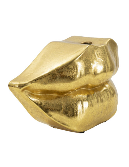 Vase original Bouche Hauteur 12 cm en Résine Doré Mouth Lip 