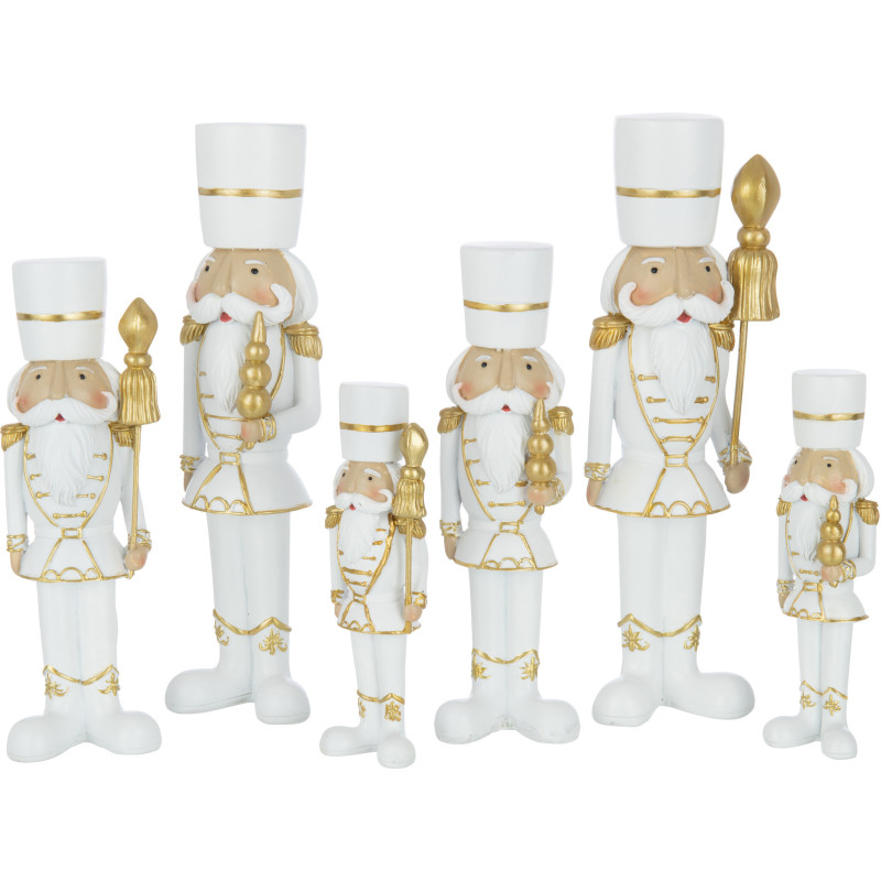 Statuette déco Casse-noisette 25 cm en Résine Blanc Doré (Lot de 2) - 3