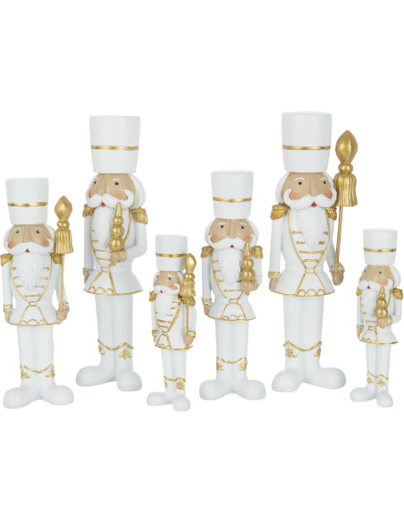 Statuette déco Casse-noisette 25 cm en Résine Blanc Doré (Lot de 2) - 3