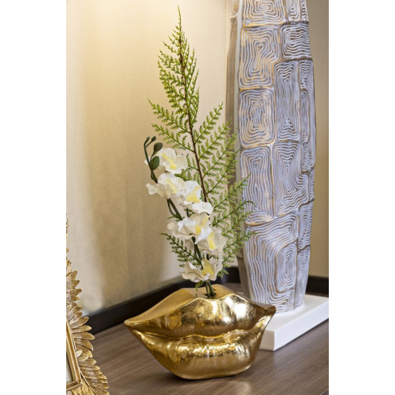 Vase original Bouche Hauteur 12 cm en Résine Doré Mouth Lip 