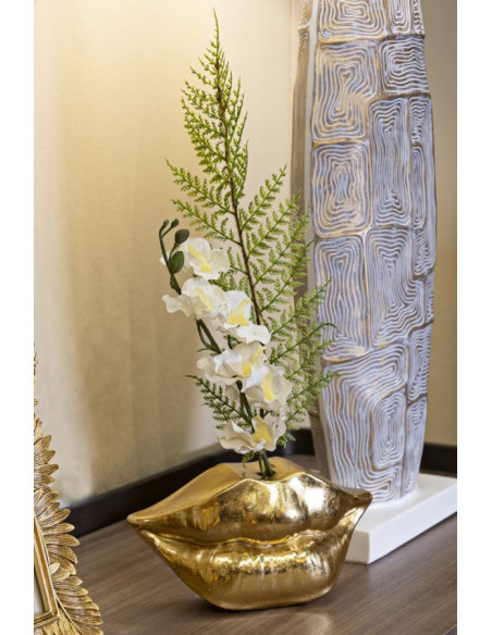 Vase original Bouche Hauteur 12 cm en Résine Doré Mouth Lip 