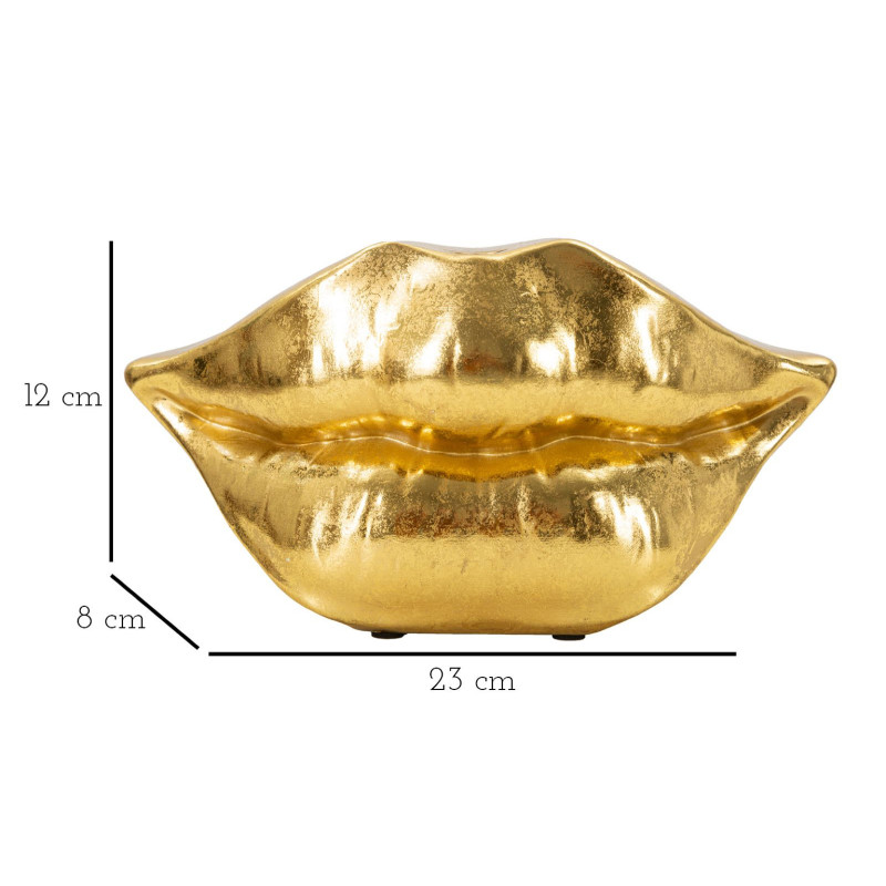 Vase original Bouche Hauteur 12 cm en Résine Doré Mouth Lip 