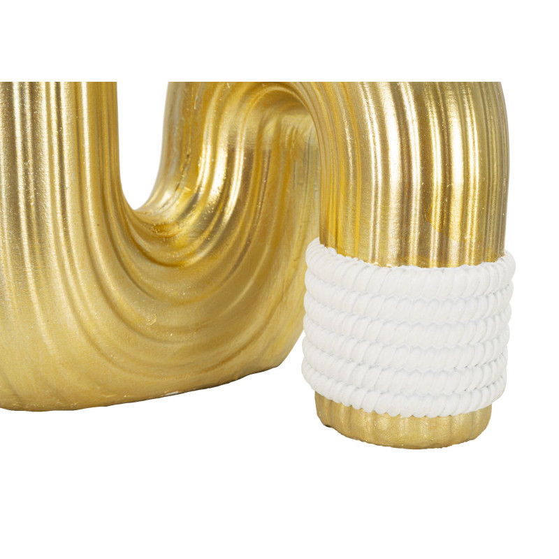 Vase design original Tuyau Hauteur 30 cm en Résine Doré Blanc Bann 