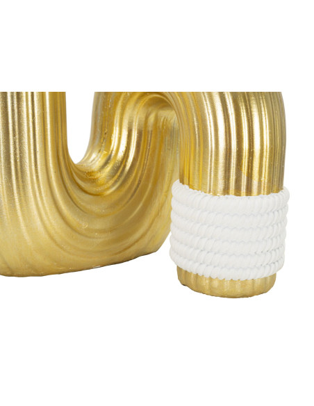 Vase design original Tuyau Hauteur 30 cm en Résine Doré Blanc Bann 