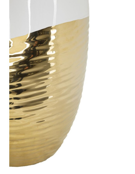 Vase moderne Rond Hauteur 35 cm en Céramique Doré Blanc Lux 