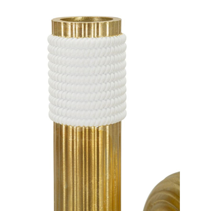 Vase design original Tuyau Hauteur 25 cm en Résine Doré Blanc Bann 