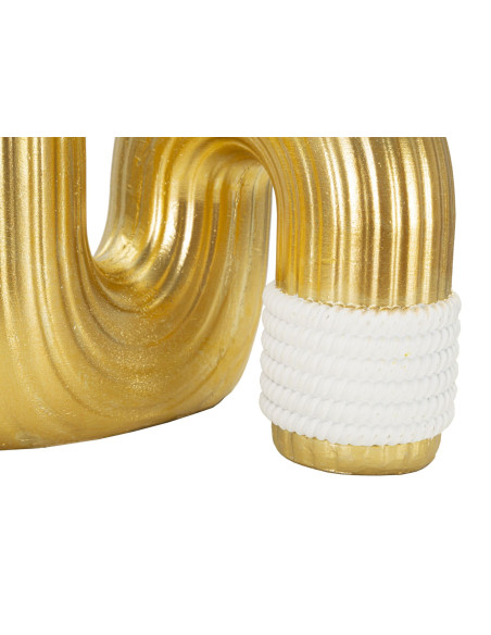 Vase design original Tuyau Hauteur 25 cm en Résine Doré Blanc Bann 