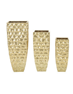 Vase moderne chic XXL Carré en Métal Doré Glody (Lot de 3) 