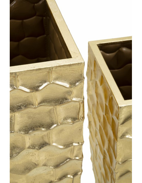 Vase moderne chic XXL Carré en Métal Doré Glody (Lot de 3) 