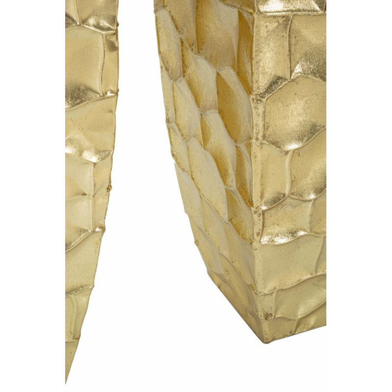 Vase moderne chic XXL Carré en Métal Doré Glody (Lot de 3) 