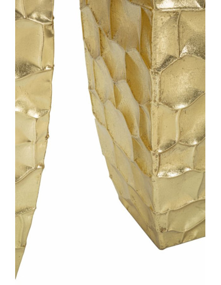 Vase moderne chic XXL Carré en Métal Doré Glody (Lot de 3) 