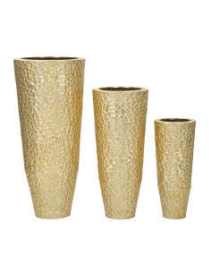 Vase moderne chic XXL Rond en Métal Doré Glasy (Lot de 3) 