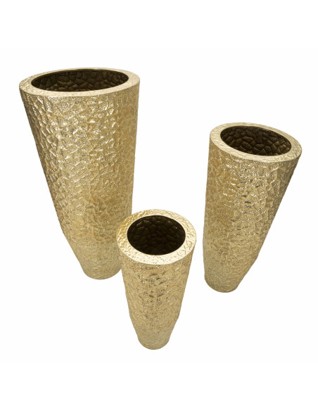 Vase moderne chic XXL Rond en Métal Doré Glasy (Lot de 3) 