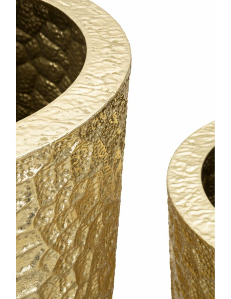 Vase moderne chic XXL Rond en Métal Doré Glasy (Lot de 3) 