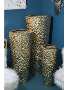 Vase moderne chic XXL Rond en Métal Doré Glasy (Lot de 3) - 1 2