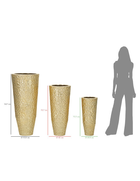 Vase moderne chic XXL Rond en Métal Doré Glasy (Lot de 3) 