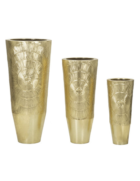 Vase moderne chic XXL Rond en Métal Doré Goldely (Lot de 3) 