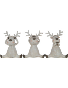 Statue déco XL Renne Loopy en Résine Marron (Lot de 3) - 1