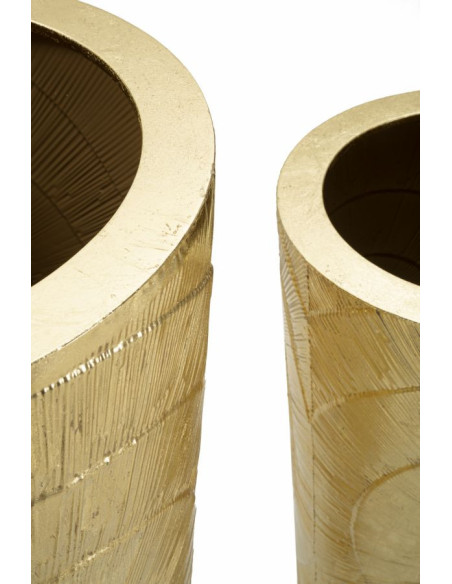 Vase moderne chic XXL Rond en Métal Doré Goldely (Lot de 3) 