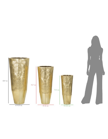 Vase moderne chic XXL Rond en Métal Doré Goldely (Lot de 3) 
