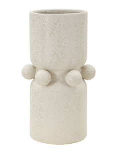 Vase moderne Cylindrique Hauteur 28 cm en Céramique Beige Bubbles 