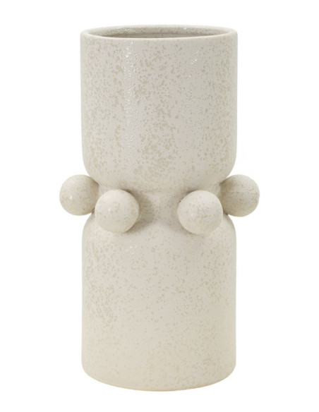 Vase moderne Cylindrique Hauteur 28 cm en Céramique Beige Bubbles 