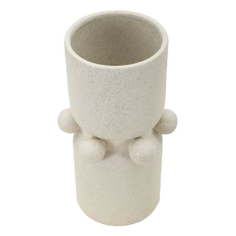 Vase moderne Cylindrique Hauteur 28 cm en Céramique Beige Bubbles 