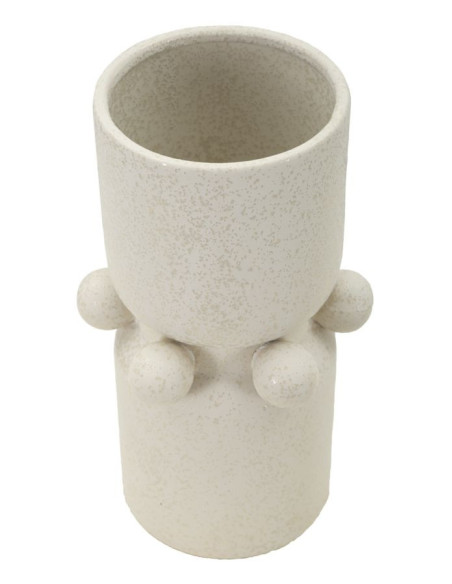 Vase moderne Cylindrique Hauteur 28 cm en Céramique Beige Bubbles 